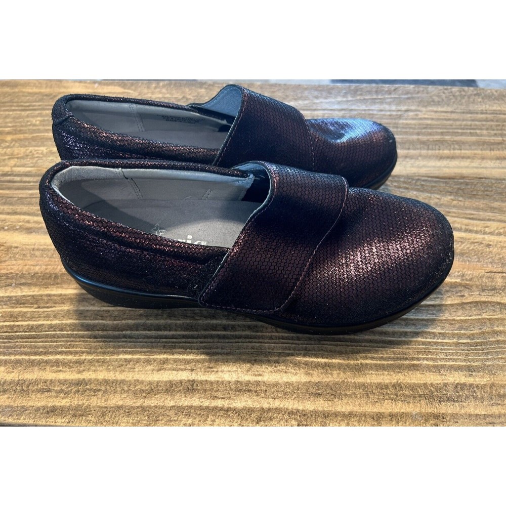 Women's Alegria Maroon Metallic Clogs Slip On LAU-869 size 6 uk 36